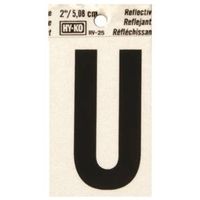 Hy-Ko Reflective Letter "U", 1.5" W x 3" H, Black Vinyl (RV-25/U)