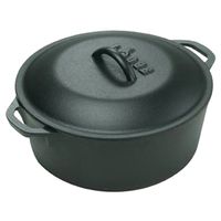 Lodge L10DOL3 Dutch Oven, 7 Qt Capacity, Cast Iron, Black, Loop Handle
