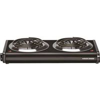 Black+Decker DB1002B Buffet Range, 500/1000W, 2-Burner, Metal, Black