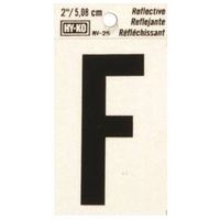 Hy-Ko Reflective Vinyl Letter, Black, 1.5" W x 3" H, Character: F (RV-25/F)