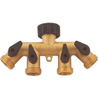 Landscapers Select GB9114A Faucet Manifold, 3/4 in Female, 4-Port, Brass