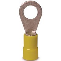 Gardner Bender 20-108 Ring Terminal, 600V, 12-10 AWG, 1/4-3/8 in Stud, Vinyl Insulation, Yellow