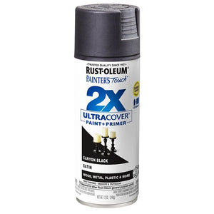 Rust-Oleum Painter's Touch 2X Ultra Cover Spray Paint, Satin, Canyon Black, 12 oz, Aerosol Can