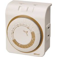 Woods 50001 Mechanical Timer, 15 A, 125 V, 1875 W, 24 Hr Time Setting, White, 24 On/Off Cycles