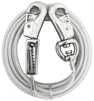 Boss Pet PDQ Q5715SPG99 Tie-Out with Spring, 15 ft L Belt/Cable for Extra Large Dogs Up to 125 lb