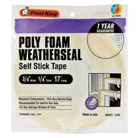 Frost King Foam Tape, 3/4" W x 17' L x 1/4" Thick, Polyfoam, White (L342H)