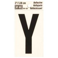 Hy-Ko Reflective Vinyl Letter "Y," 1.5" W x 3" H, Black Character (RV-25/Y)