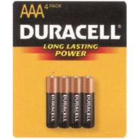 Duracell MN2400B4Z AAA Alkaline Battery, 1.5V, 1.15Ah, Flat Contact, DURA4PK AAA Alk Battery