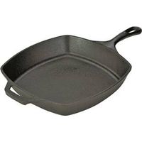 Lodge L8SQ3 Seasoned Skillet, 10-1/2 in Dia, Iron, Black Skillet Square 10