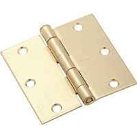 National Hardware N830-230 Door Hinge, Steel, Satin Brass, Non-Rising, Removable Pin, 3-1/2" x 3-1/2
