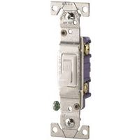 Eaton Wiring Devices 1301-7W Series Toggle Switch, White, 15A, 120V, 4.2 in L x 1.3 in W x 1.103 in