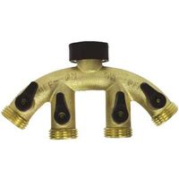 Gilmour Shut-Off Valve, Brass Body 4-Way Brass Manifold