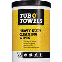 Tub O'Towels TW90 Heavy-Duty Cleaning Wipes, 12 in L, 10 in W, Light Citrus