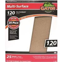 Gator 3263 Sanding Sheet, 11 in L x 9 in W, Aluminum Oxide, 120 Grit, Fine, 25CT