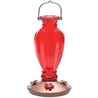 Perky-Pet Daisy Vase Vintage Bird Feeder, 18 oz, 4-Port, Glass, Red, 12.7 in H (8133-2)