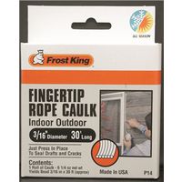 Frost King Fingertip Rope Caulk, 30 ft, Vinyl, Gray