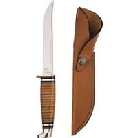 Case 381 Utility Knife with Leather Sheath, 5 in L Blade, Brown/Tan Handle