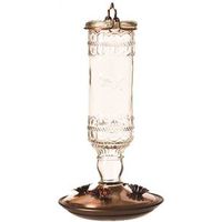 Perky-Pet Bird Feeder, Antique Bottle, 10 oz, 4-Port/Perch, Clear/Copper, 10.1 in H (8107-2)