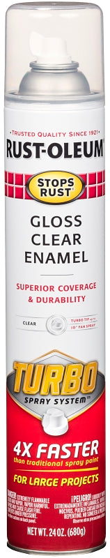 Rust-Oleum Stops Rust Protective Enamel Turbo Spray System, Gloss Clear, 24 oz Aerosol Can