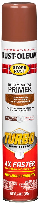 Rust-Oleum Stops Rust 353346 Primer, Turbo Spray System, Rusty Metal Red, 24 oz