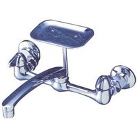 Boston Harbor Laundry Faucet, 1.8 GPM, 2-Handle, Wall Mount, Brass, Swing Spout, 2-Hole