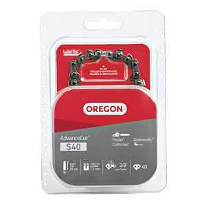 Oregon S40 Chainsaw Chain, 10 in L Bar, 3/8 in TPI/Pitch, 40-Link Replacement Chain
