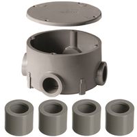 Carlon E970CDE-CTN Junction Box, 4 Knockout, 1/2 in Knockout, PVC, Ceiling, Wall Mounting