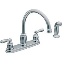 Moen Caldwell Series Kitchen Faucet, 1.5 GPM, 2-Handle, Stainless Steel, Chrome Plated, Deck Mount