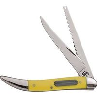 Case 120 Fishing Knife, 3.4 in L Blade, Tru-Sharp Stainless Steel, 2-Blade, Yellow Handle