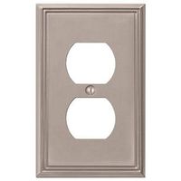 AmerTac Metro Line 77DBN Outlet Wallplate, 4-7/8 in L, 3 in W, 1-Gang, Metal, Brushed Nickel