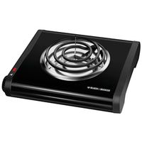 Black+Decker SB1001B Buffet Range, 5-1/2 in Dia Burner, 100 W, 1-Burner, Knob Control, Black