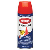 Krylon K03101007 Fluorescent Spray Paint, Gloss, Orange/Red, 11 oz Can