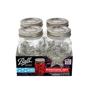 Ball 2225630 Americana Regular Mouth Mason Jar, 16 oz Capacity, Glass