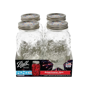 Ball 2227588 Americana Regular Mouth Mason Jar, 32 oz Capacity, Glass