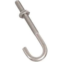National Hardware J-Bolt, 3/16" Thread, 1-1/2" Thread Length, 2-1/2" Length, 40 lb Load, Zinc-Coated Steel