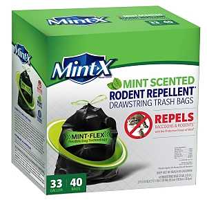 Mint-X MX3335B40F Trash Bag, XL, 33 Gal Capacity, Plastic, Black