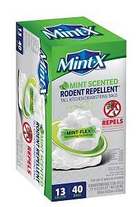 Mint-X MX2425W40F Trash Bag, 13 Gallon Capacity, Plastic, White