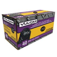 Vulcan FG-03812-11 Trash Bag, 33 Gal, Black, 40 Ct