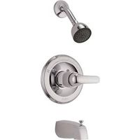 Peerless Tub and Shower Faucet, Chrome Plated Brass, Includes Arm, Flange, Valve, and Shower Head