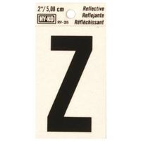 Hy-Ko Reflective Letter Z, 1.5 in W x 3 in H, Black Vinyl (RV-25/Z)