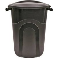 United Solutions TI0019 Trash Can, 32 Gal, Black, Plastic, Snap-On Lid