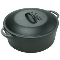 Lodge L8DOL3 Dutch Oven, 5 Qt Capacity, Iron, Black, 10-1/4 In Dia, Loop Handle