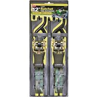 2-Pack 12-Foot Ratchet Tie Downs (2.75 lbs)