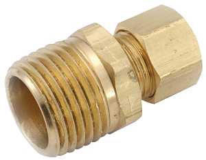 Anderson Metals Brass Pipe Connector, 5/8" x 1/2", Compression x Male, 150 PSI