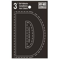 Hy-Ko Die-Cut Vinyl Letter, Character D, 3" Height, Black