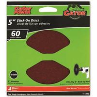 Gator 3002 Sanding Disc 5" Dia 60 Grit Coarse Aluminum Oxide Abrasive 4PK