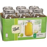 Ball Mason Jar, Wide Mouth, 64 oz, Glass, Includes Metal Lid, 6 Pack