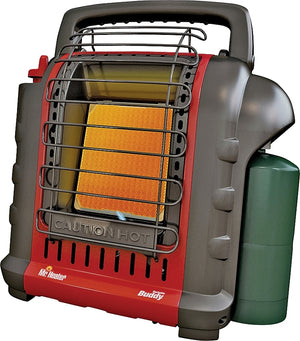 Mr. Heater F232000 Portable Buddy Heater, 9 in W, 15 in H, 4000-9000 BTU, Propane, Gray/Red