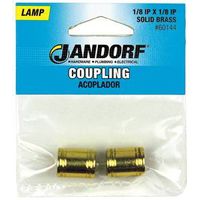 Jandorf 60144 Lamp Coupling, 1/8 IP x 1/8 IP Thread, Brass 2PK PB Barrel Coupling