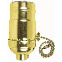 Jandorf 60411 3-Way Pull Chain Lamp Socket, 250 V, 250 W, Brass Housing, Yellow
